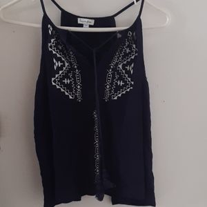 Dressy navy embroidered tank